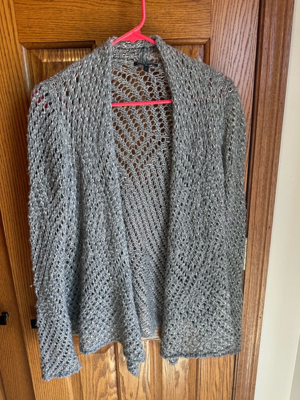 Eileen Fisher Alpaca Wool Blend Open Knit Cardigan Sweater Sz L Eco Pebble Gray